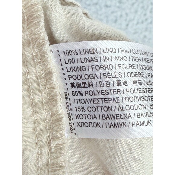 Women S Mango Beige Linen Blend Jogger Pants Drawstring Waist Relaxed Minimalist - Picture 4 of 4